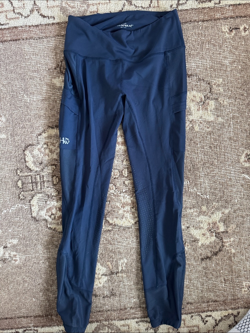 High-Waist Navy riding Leggings with Side Pockets
